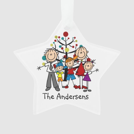 Strichmännchen-Familie von 5 Urlaubssaison Akrylve Ornament (Vorderseite)