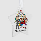 Strichmännchen-Familie von 5 Urlaubssaison Akrylve Ornament (Vorderseite)