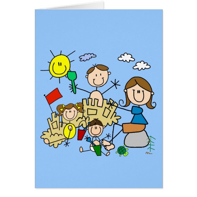 Strichmännchen-Familien-Strand-Spaß (Vorne)