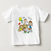 Strichmännchen-Familien-Strand-Spaß Baby T-shirt (Vorderseite)
