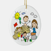 Strichmännchen-Familien-Strand-Spaß Keramikornament (Rechts)
