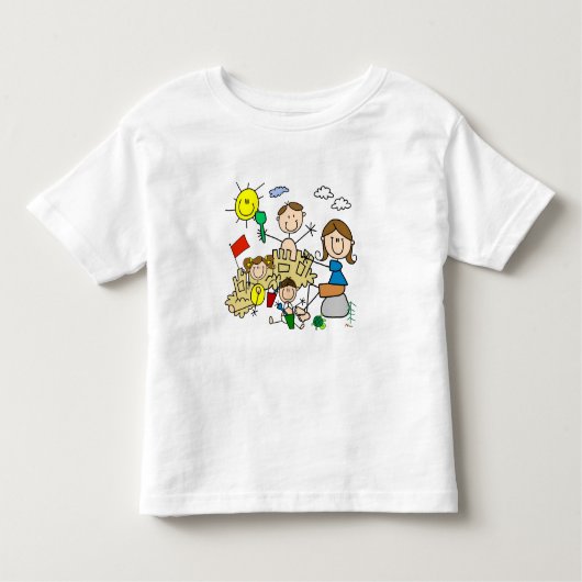 Strichmännchen-Familien-Strand-Spaß Kleinkind T-shirt (Vorderseite)