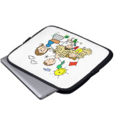 Strichmännchen-Familien-Strand-Spaß Laptopschutzhülle (Vorne Knopf)