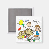 Strichmännchen-Familien-Strand-Spaß Magnet (Vorderseite/Rückseite)