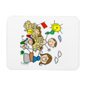 Strichmännchen-Familien-Strand-Spaß Magnet (Horizontal)