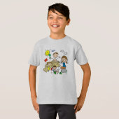 Strichmännchen-Familien-Strand-Spaß T-Shirt (Vorne ganz)