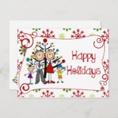 Strichmännchen Familienfeiertag Postkarte (Vorne/Hinten)