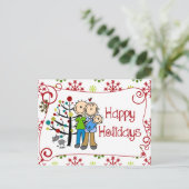 Strichmännchen Familienfeiertag Postkarte (Stehend Vorderseite)