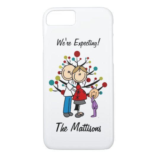 Strichmännchen Familienmädchen erwartet kundenspez Case-Mate iPhone Hülle (Rückseite)