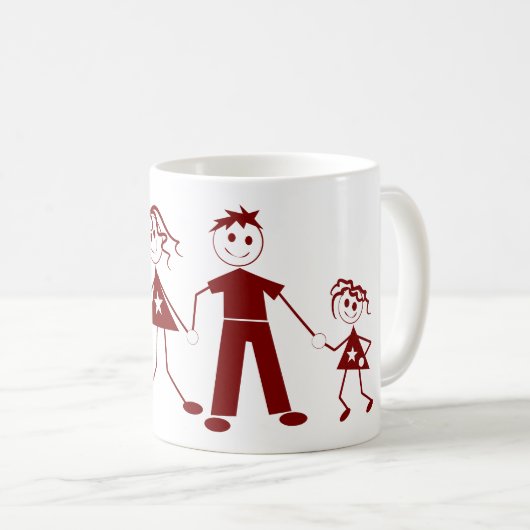 Strichmännchen Family Kaffee Tasse (VorderseiteRechts)