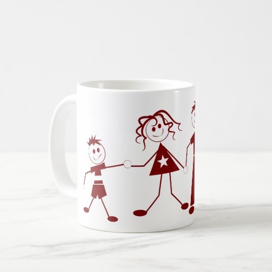 Strichmännchen Family Kaffee Tasse (Vorderseite Links)