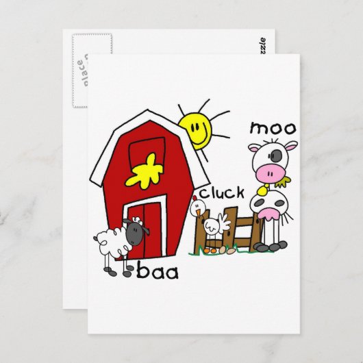 Strichmännchen Farm Animals Tshirts und Geschenke Postkarte (Vorne/Hinten)