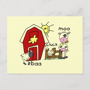 Strichmännchen Farm Animals Tshirts und Geschenke Postkarte