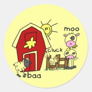 Strichmännchen Farm Animals Tshirts und Geschenke Runder Aufkleber