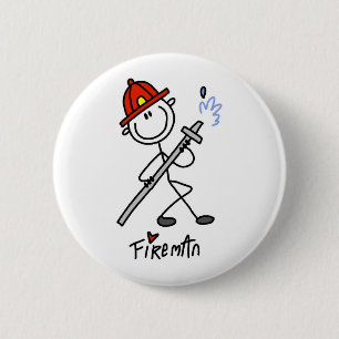 Strichmännchen-Feuerwehrmann Button