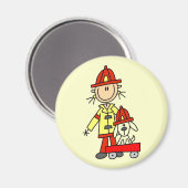 Strichmännchen-Feuerwehrmann mit Dalmatiner Magnet (Vorderseite/Rückseite)