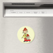 Strichmännchen-Feuerwehrmann mit Dalmatiner Magnet (In Situ (Geschirrspüler))