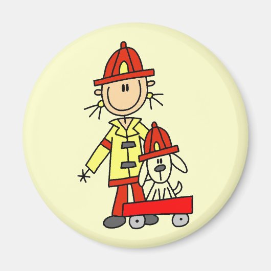 Strichmännchen-Feuerwehrmann mit Dalmatiner Magnet (Vorne)