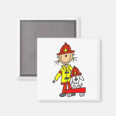 Strichmännchen-Feuerwehrmann mit Dalmatiner Magnet (Vorderseite/Rückseite)