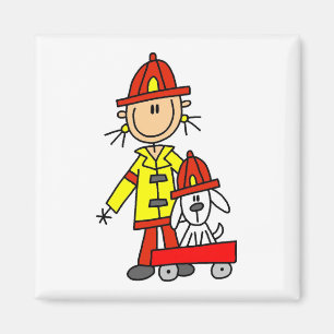 Strichmännchen-Feuerwehrmann mit Dalmatiner Magnet