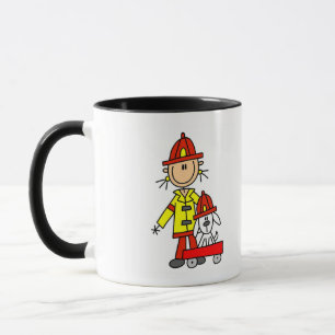 Strichmännchen-Feuerwehrmann mit Dalmatiner Tasse