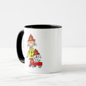 Strichmännchen-Feuerwehrmann mit Dalmatiner Tasse (Vorderseite Links)