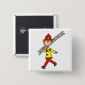 Strichmännchen-Feuerwehrmann mit Leiter Button (Vorne & Hinten)
