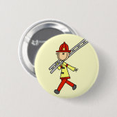 Strichmännchen-Feuerwehrmann mit Leiter Button (Vorne & Hinten)