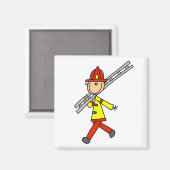 Strichmännchen-Feuerwehrmann mit Leiter Magnet (Vorderseite/Rückseite)