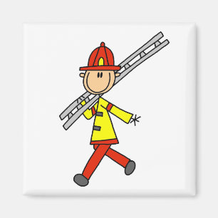 Strichmännchen-Feuerwehrmann mit Leiter Magnet