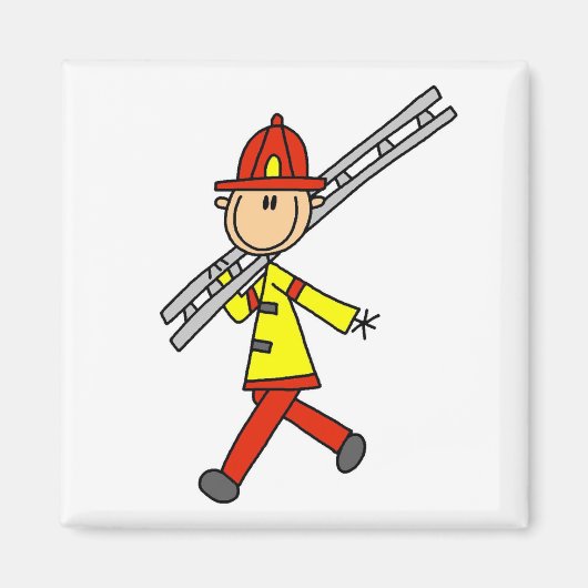 Strichmännchen-Feuerwehrmann mit Leiter Magnet (Vorne)