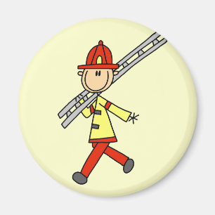 Strichmännchen-Feuerwehrmann mit Leiter Magnet