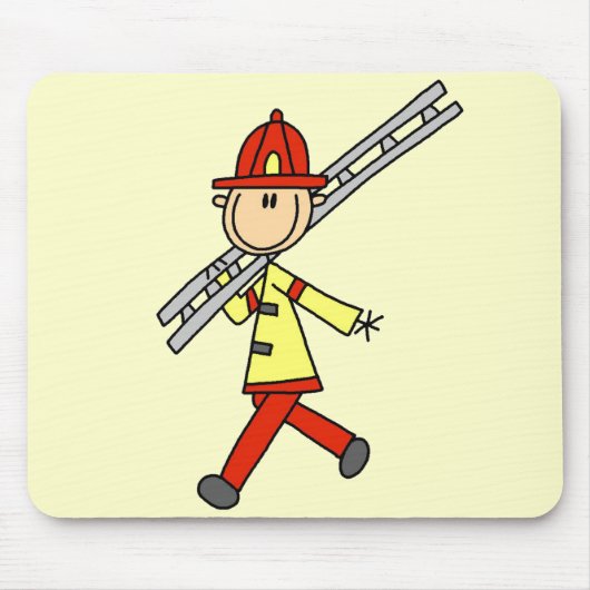Strichmännchen-Feuerwehrmann mit Leiter Mousepad (Vorne)