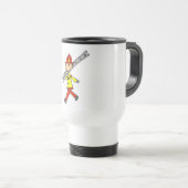 Strichmännchen-Feuerwehrmann mit Leiter Reisebecher (VorderseiteRechts)