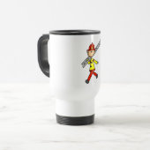 Strichmännchen-Feuerwehrmann mit Leiter Reisebecher (Vorderseite Links)