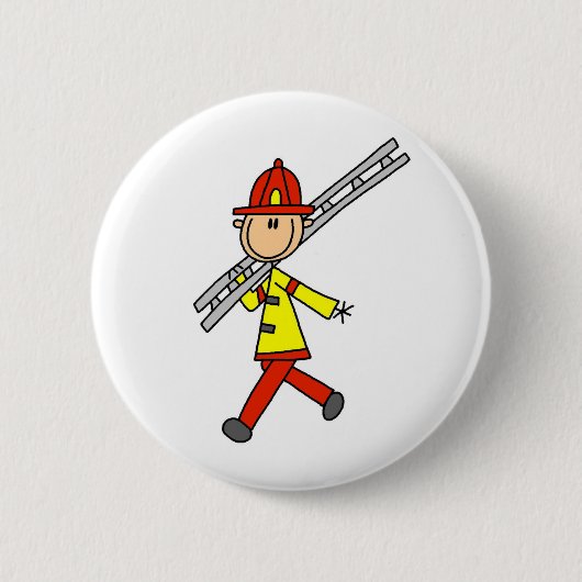 Strichmännchen-Feuerwehrmann mit Leitern-Knopf Button (Vorderseite)