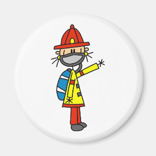 Strichmännchen-Feuerwehrmann mit Maskenmagnet Magnet