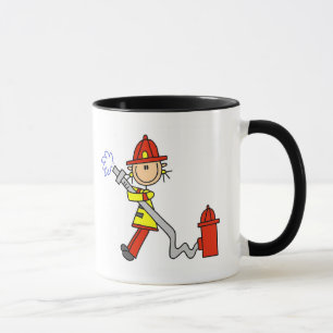 Strichmännchen-Feuerwehrmann mit Schlauch Tasse