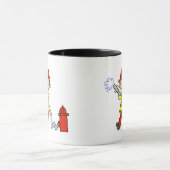 Strichmännchen-Feuerwehrmann mit Schlauch Tasse (Zentrum)