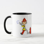 Strichmännchen-Feuerwehrmann mit Schlauch Tasse (Links)