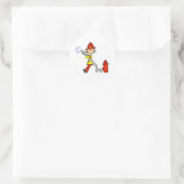 Strichmännchen Feuerwehrmann mit Schlauchklebern Runder Aufkleber (Tasche)