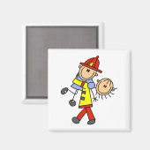 Strichmännchen Feuerwehrmann Rette Leben Magnet (Vorderseite/Rückseite)