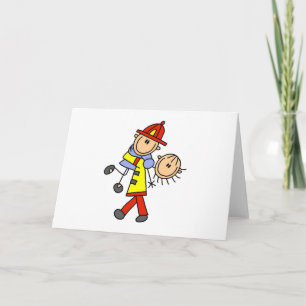 Strichmännchen Feuerwehrmann Rette Lebenskarten Karte