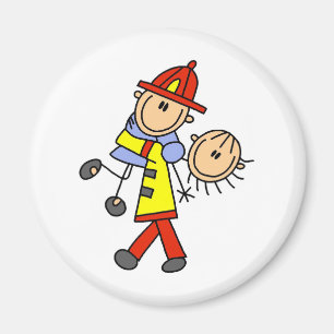 Strichmännchen-Feuerwehrmann rettet Leben Magnet