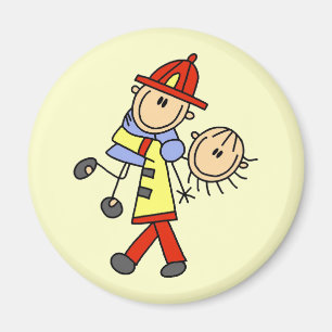Strichmännchen-Feuerwehrmann rettet Leben Magnet