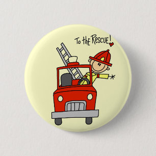 Strichmännchen-Feuerwehrmann zur Rettung Button
