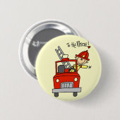 Strichmännchen-Feuerwehrmann zur Rettung Button (Vorne & Hinten)