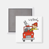 Strichmännchen-Feuerwehrmann zur Rettung Magnet (Vorderseite/Rückseite)