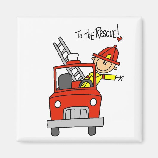 Strichmännchen-Feuerwehrmann zur Rettung Magnet (Vorne)
