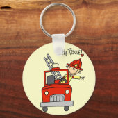 Strichmännchen Feuerwehrmann zur Rettung Schlüsselanhänger (Vorderseite)